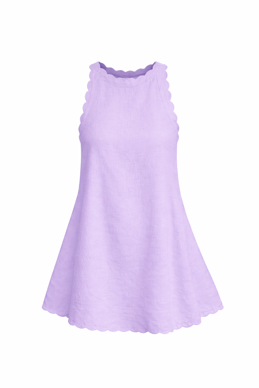 Women's Sleeveless Mini Dress with Scalloped Edge