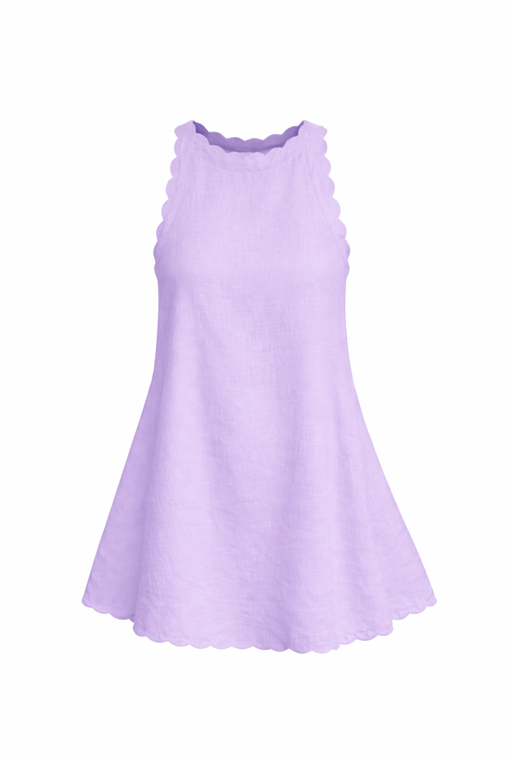 Women's Sleeveless Mini Dress with Scalloped Edge