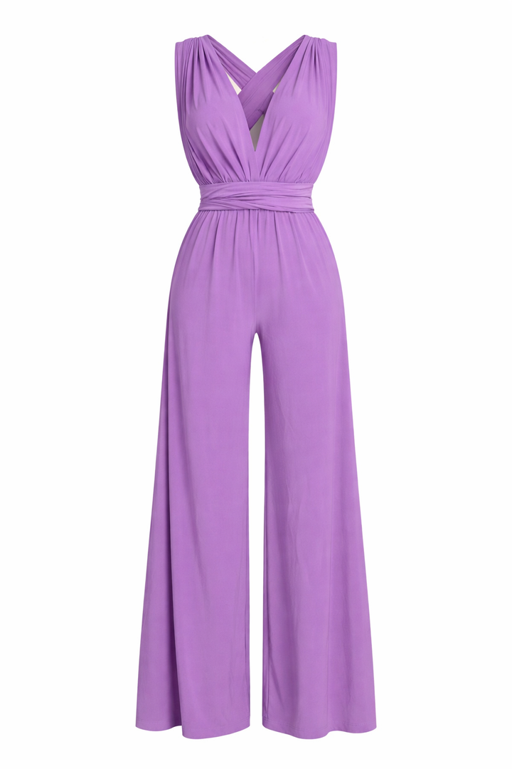 Women's Sleeveless Wrap Front Wide Leg Jumpsuit