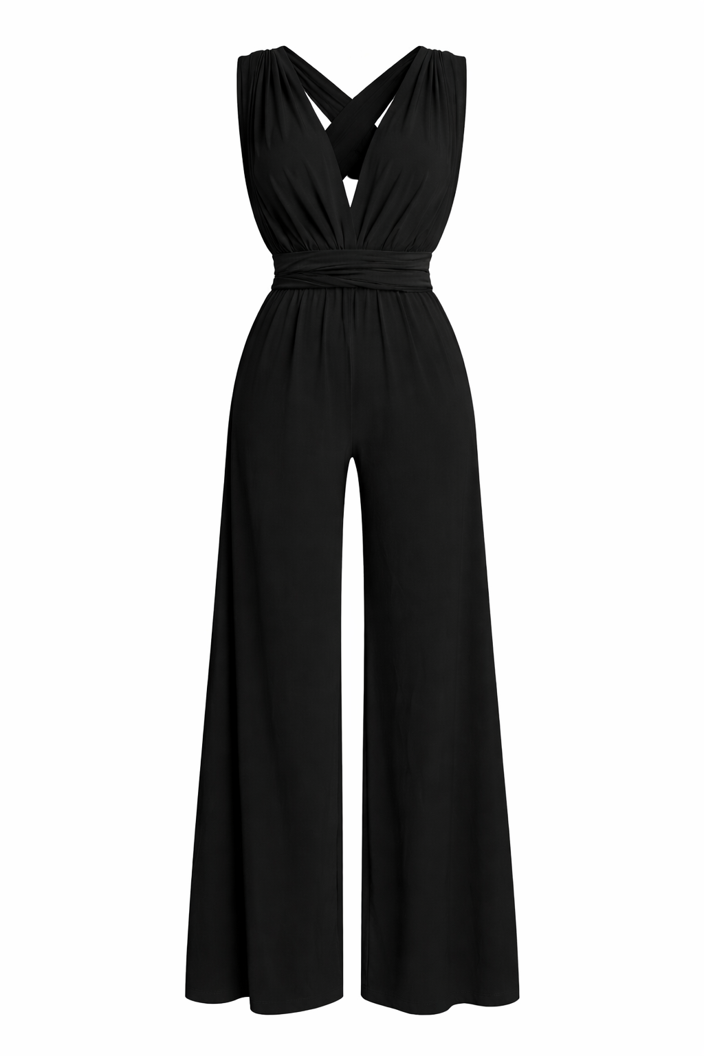 Women's Sleeveless Wrap Front Wide Leg Jumpsuit