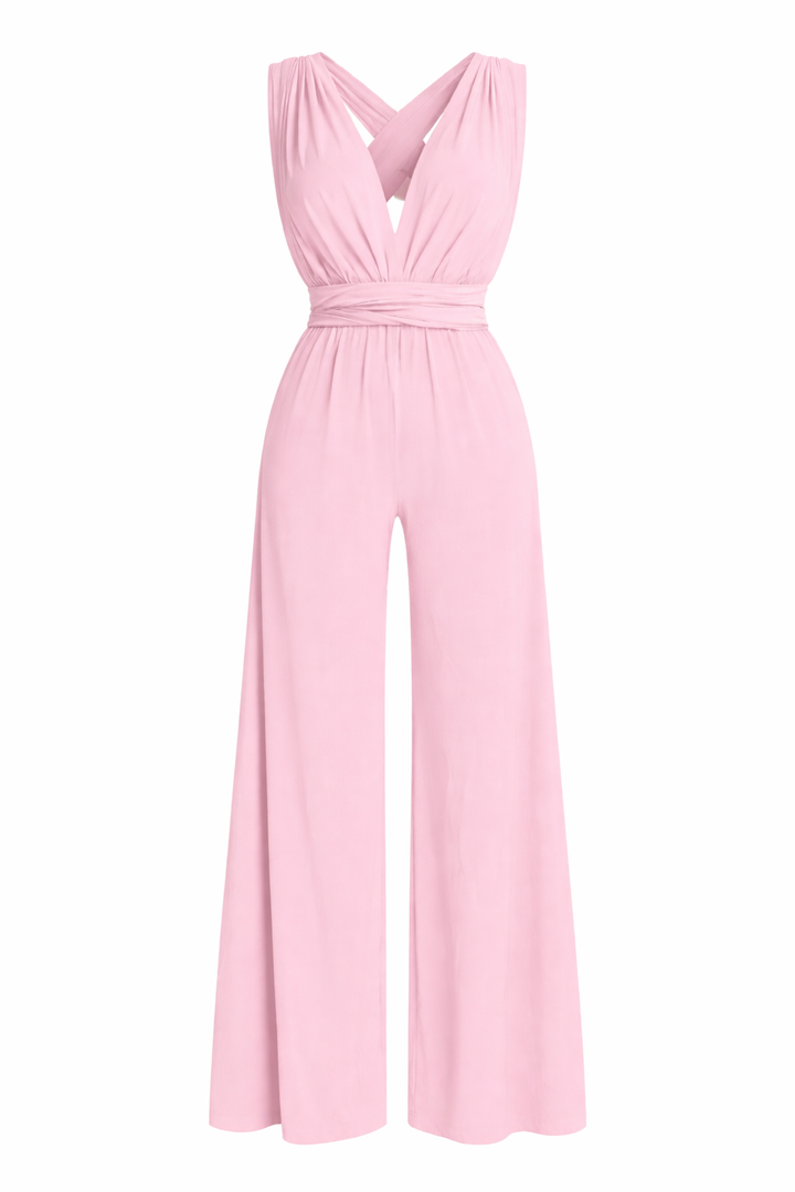 Women's Sleeveless Wrap Front Wide Leg Jumpsuit