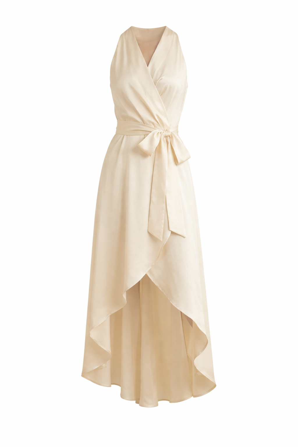 Women's Sleeveless Wrap Style Maxi Dress With Tie Waist