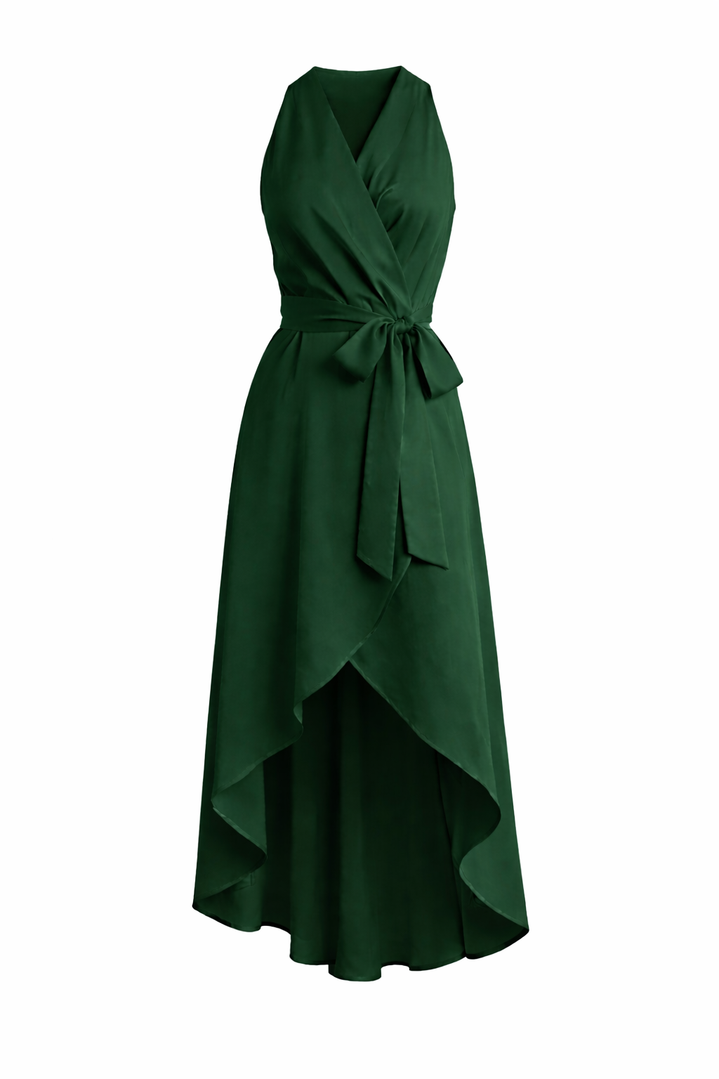 Women's Sleeveless Wrap Style Maxi Dress With Tie Waist