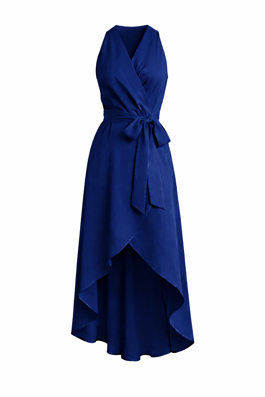 Women's Sleeveless Wrap Style Maxi Dress With Tie Waist