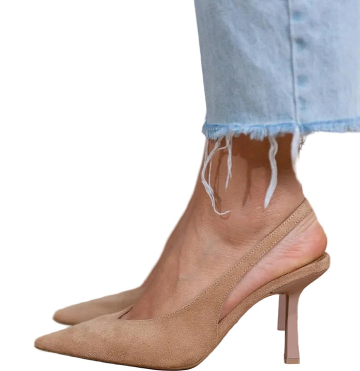 Women's Slingback Heels with Pointed Toe and Slim Heel