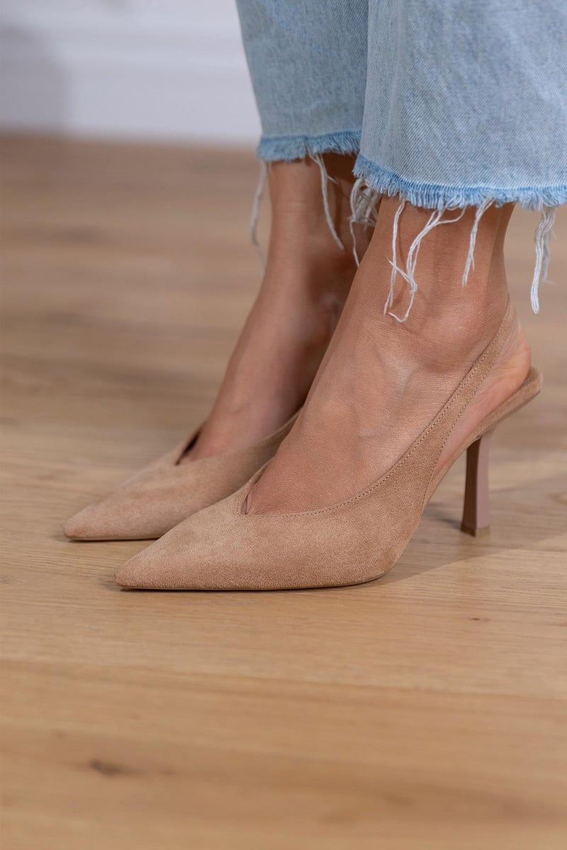 Women's Slingback Heels with Pointed Toe and Slim Heel