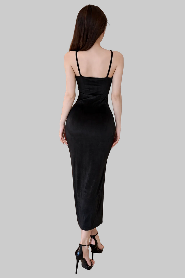 Women's Split Thigh Ruched Strap Dress