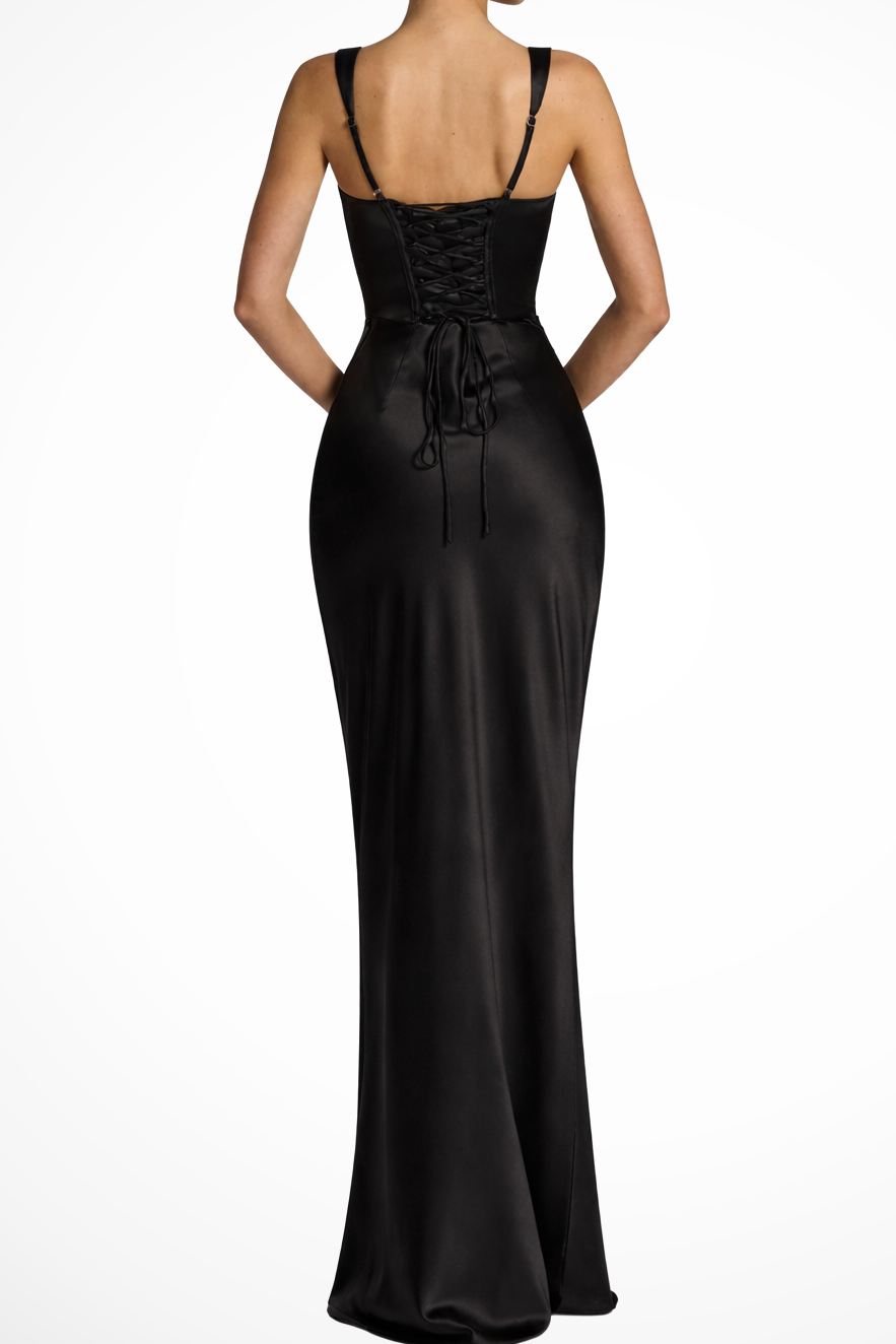 Women's Square Neck Ruched Maxi Wedding Guest Dress