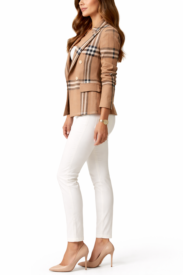 Women's Tailored Double Front Check Blazer