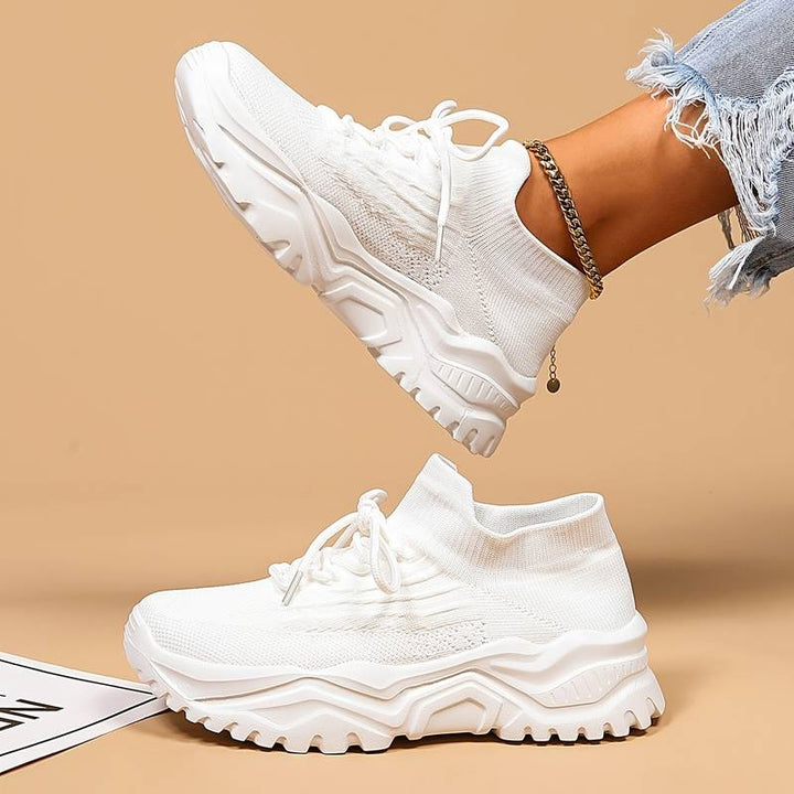 Women's Trainers with Knit Upper and Lace Front