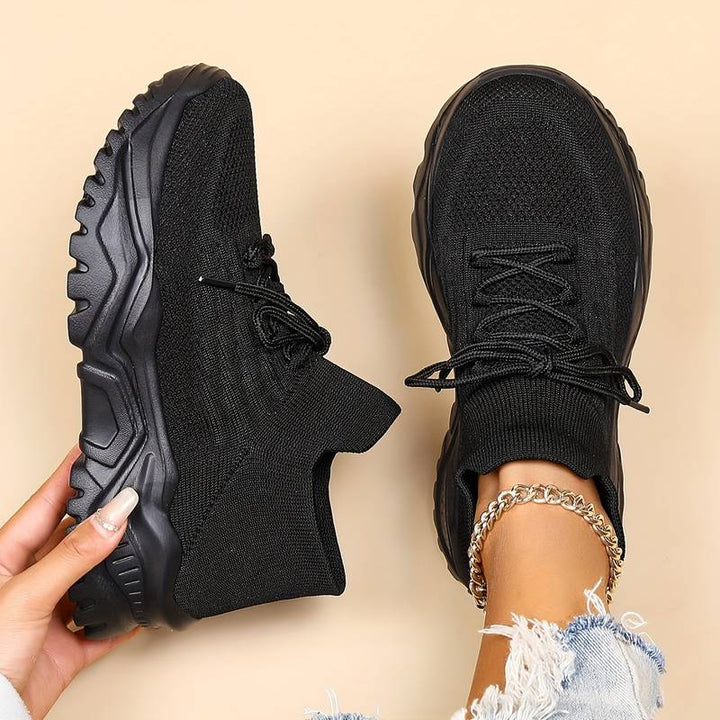 Women's Trainers with Knit Upper and Lace Front