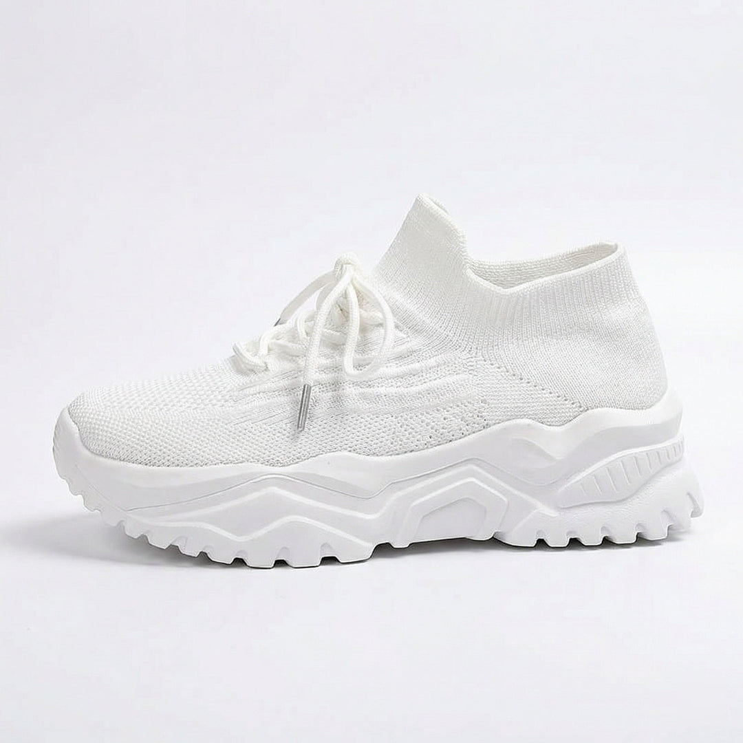 Women's Trainers with Knit Upper and Lace Front