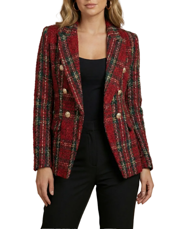 Women’s Tweed Check Double-Breasted Blazer