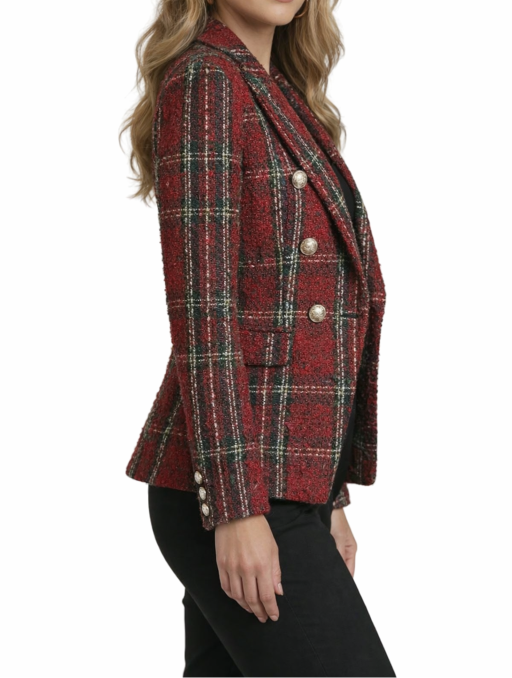 Women’s Tweed Check Double-Breasted Blazer