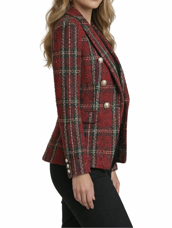 Women’s Tweed Check Double-Breasted Blazer