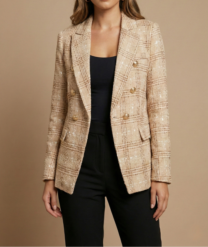 Women’s Tweed Check Double-Breasted Blazer