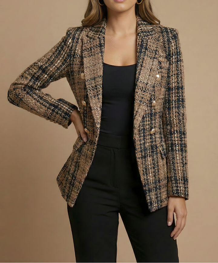Women’s Tweed Check Double-Breasted Blazer