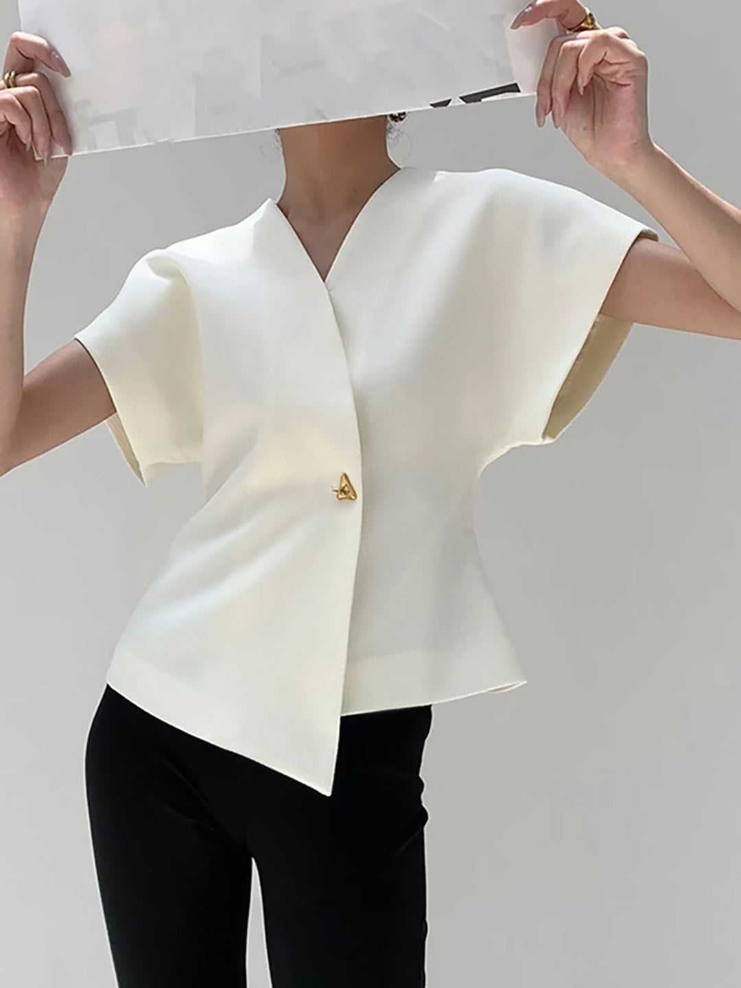 Women's V-Neck Button Down Sleeveless Blouse