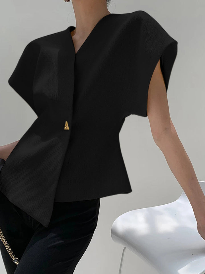 Women's V-Neck Button Down Sleeveless Blouse