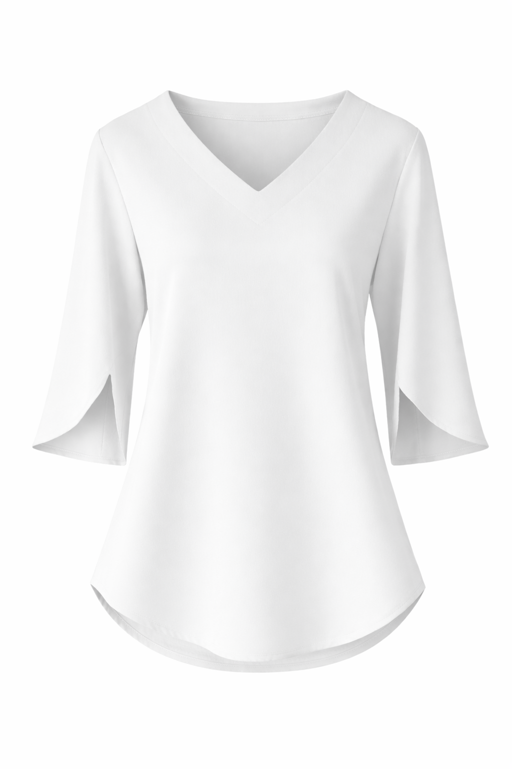Women's V Neck Blouse with Short Split Sleeves