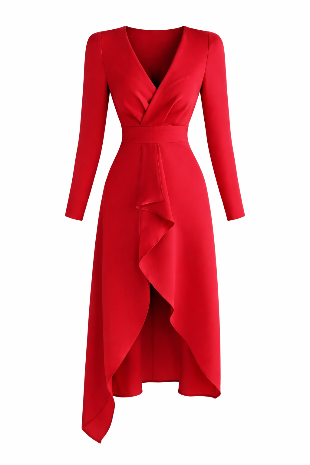 Women's V Neck Sheath Midi Dress with Slit Design