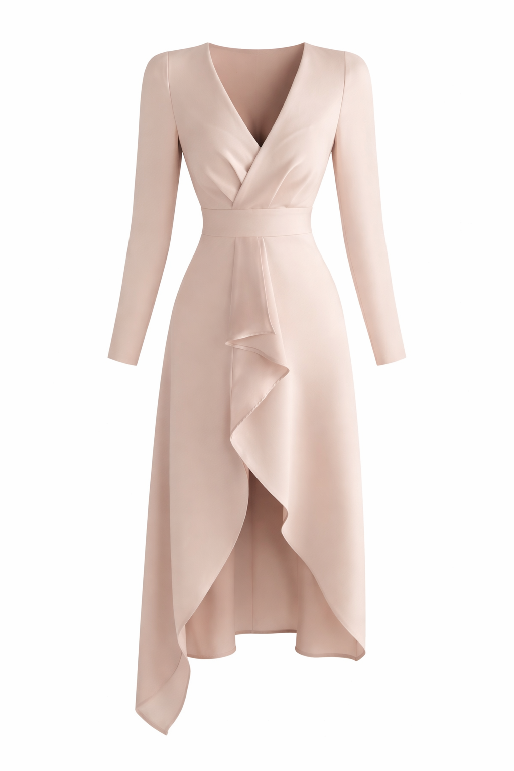Women's V Neck Sheath Midi Dress with Slit Design