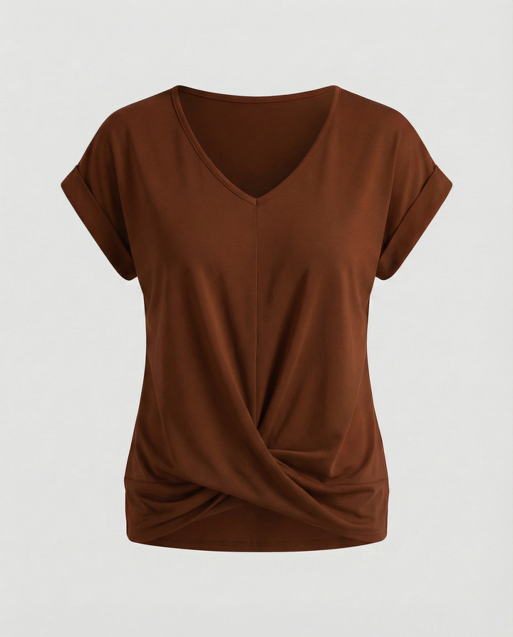 Women's V Neck Short Sleeve Blouse