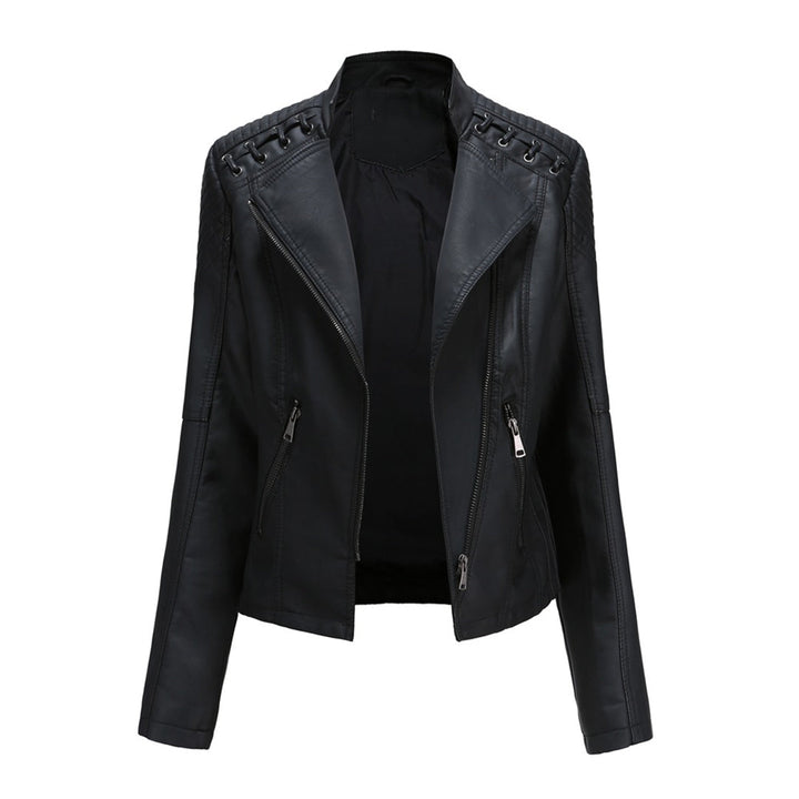 Women's Wide Lapel Thin Jacket with Vertical Zip