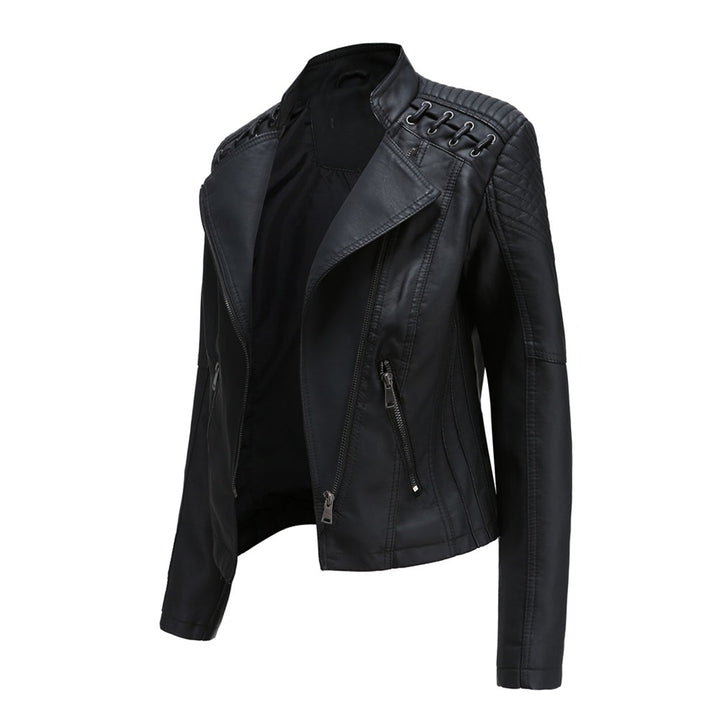 Women's Wide Lapel Thin Jacket with Vertical Zip
