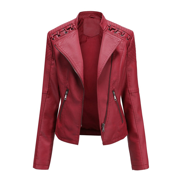 Women's Wide Lapel Thin Jacket with Vertical Zip
