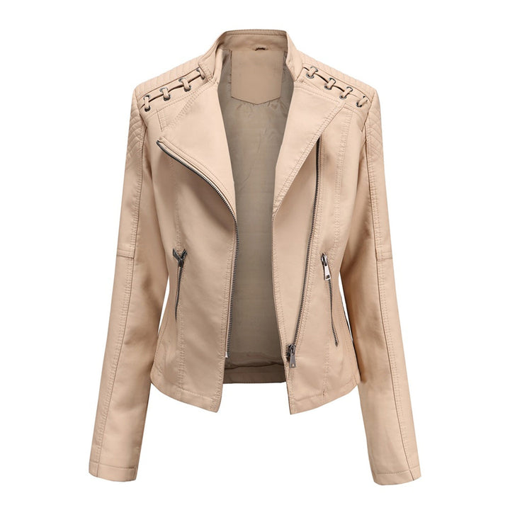 Women's Wide Lapel Thin Jacket with Vertical Zip