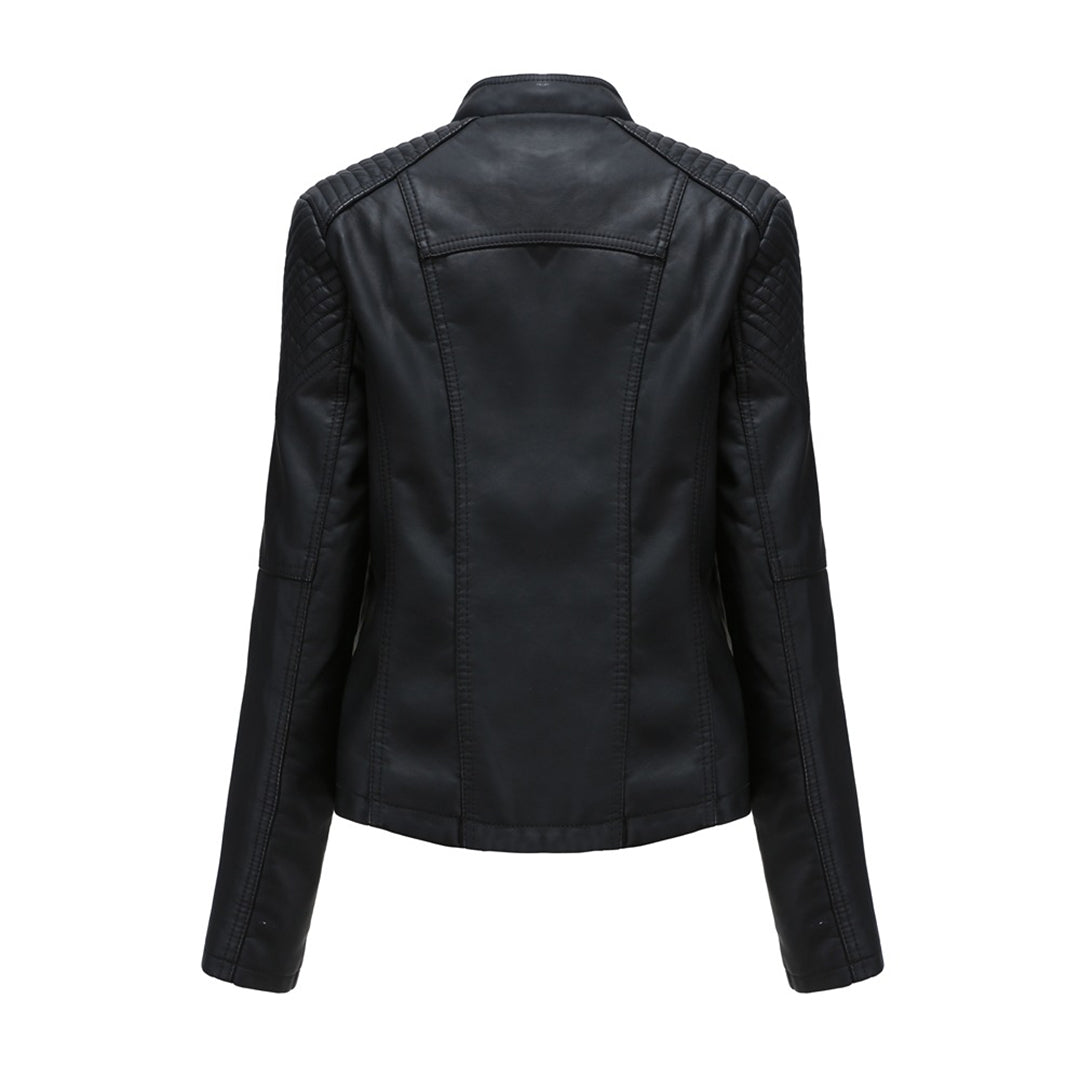 Women's Wide Lapel Thin Jacket with Vertical Zip