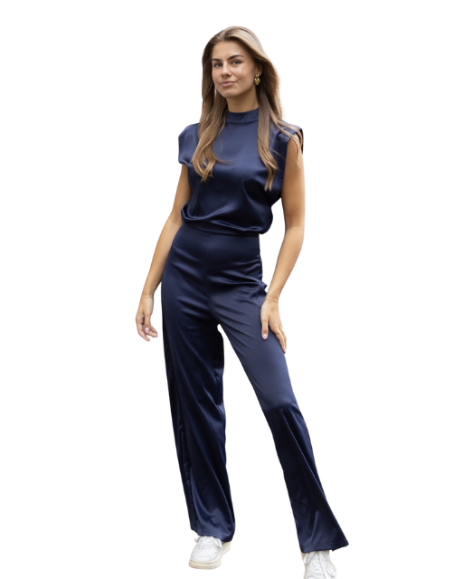 Women's Wide Leg Sleeveless Satin Jumpsuit