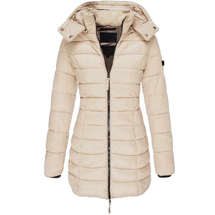 Women's Long Padded Zip Jacket with Hood