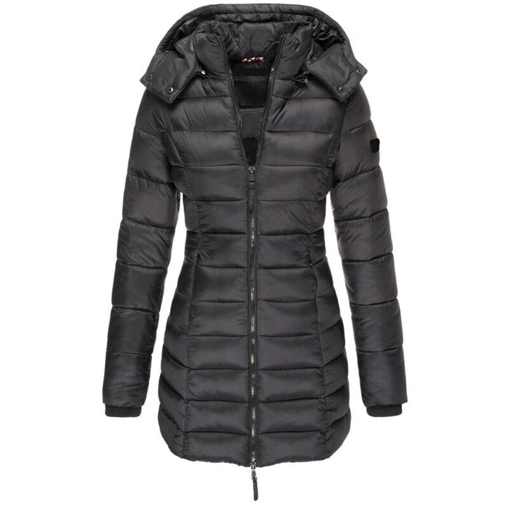 Women's Long Padded Zip Jacket with Hood