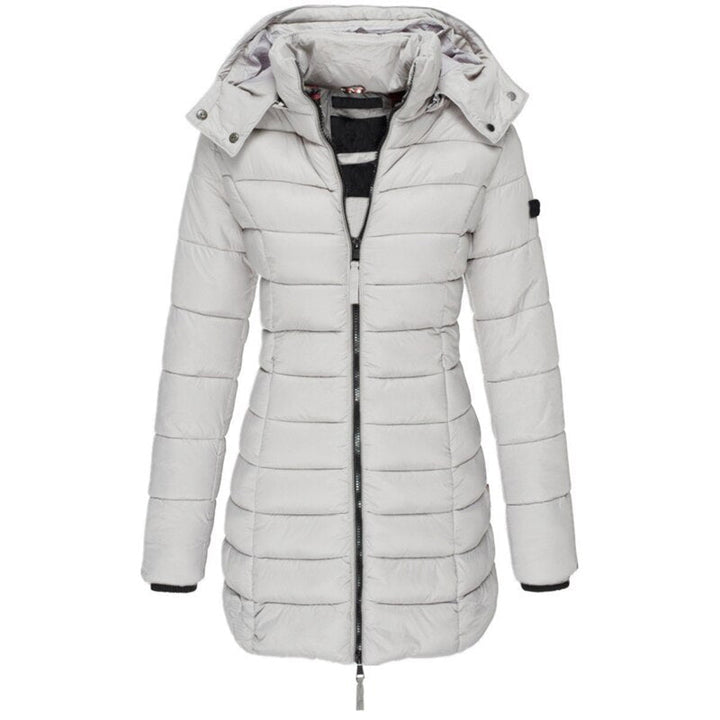 Women's Long Padded Zip Jacket with Hood